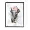 Stupell Industries Adorable Baby Elephant Eye-Catching Pink Flower Crown in Black Frame Wall Art